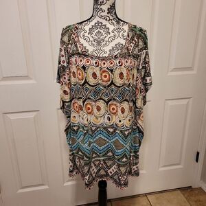 Cato batwing multi colored tunic top